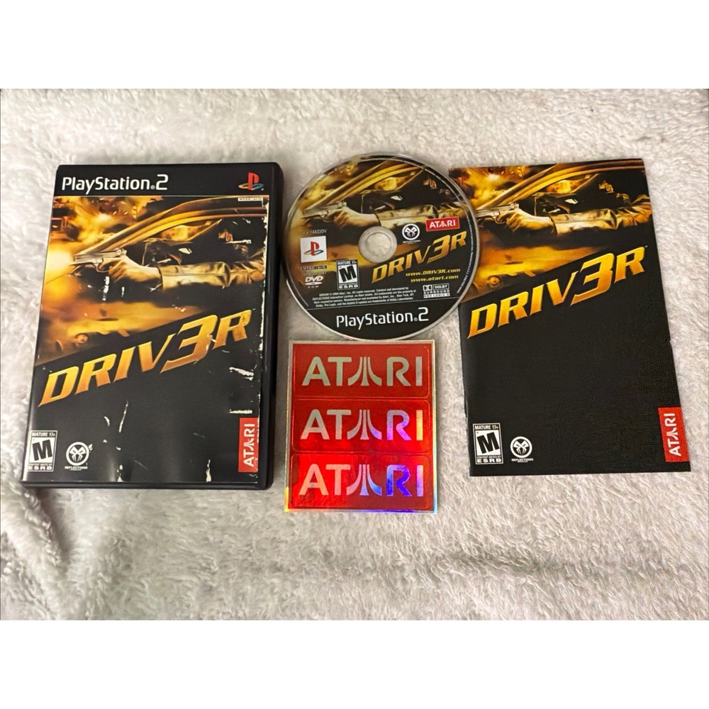 Driver 3 Playstation 2 Black Label  PS2 Unused Atari Decal Stickers Complete CIB